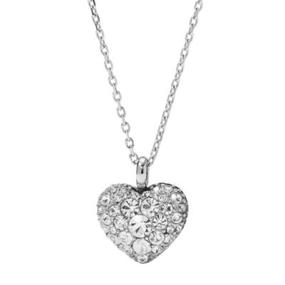Silver heart crystal necklace